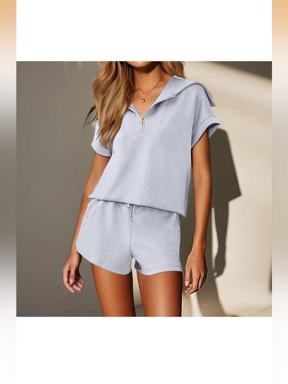 Casual Two-Piece Lounge Set in Light Gray